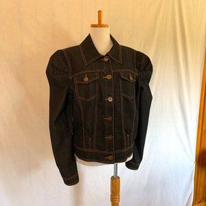 Bisou Bisou Puff Sleeve Denim Jacket Black